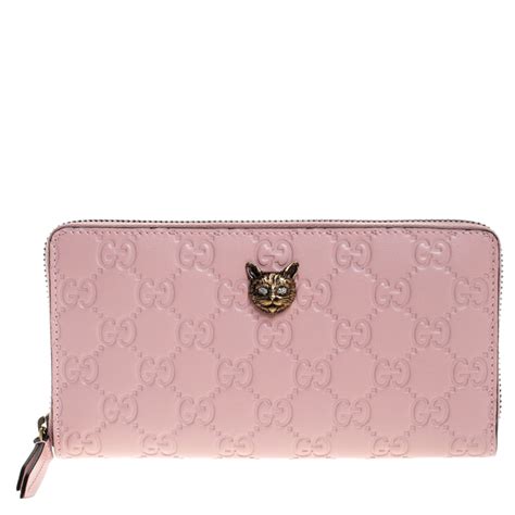 gucci pink card wallet|pink Gucci wallet with cat.